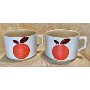 MCM mid century modern porcelain citrus orange stacking coffee cups mugs 1970’s